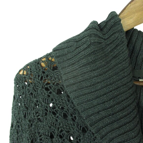 Ruff Hewn Sweater Cowl Neck Deep Pinewood Green Crochet Size M Y2K Romantic $79 - Picture 4 of 7